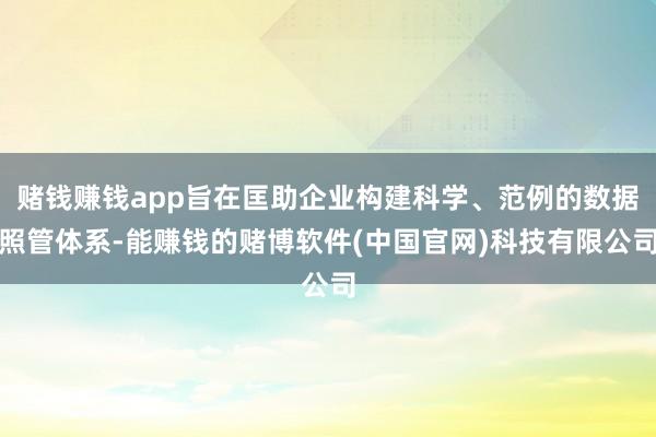 赌钱赚钱app旨在匡助企业构建科学、范例的数据照管体系-能赚钱的赌博软件(中国官网)科技有限公司