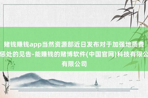 赌钱赚钱app当然资源部近日发布对于加强地质费力惩处的见告-能赚钱的赌博软件(中国官网)科技有限公司