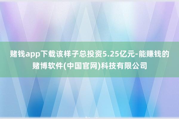 赌钱app下载该样子总投资5.25亿元-能赚钱的赌博软件(中国官网)科技有限公司