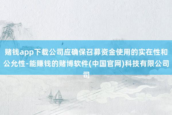 赌钱app下载公司应确保召募资金使用的实在性和公允性-能赚钱的赌博软件(中国官网)科技有限公司